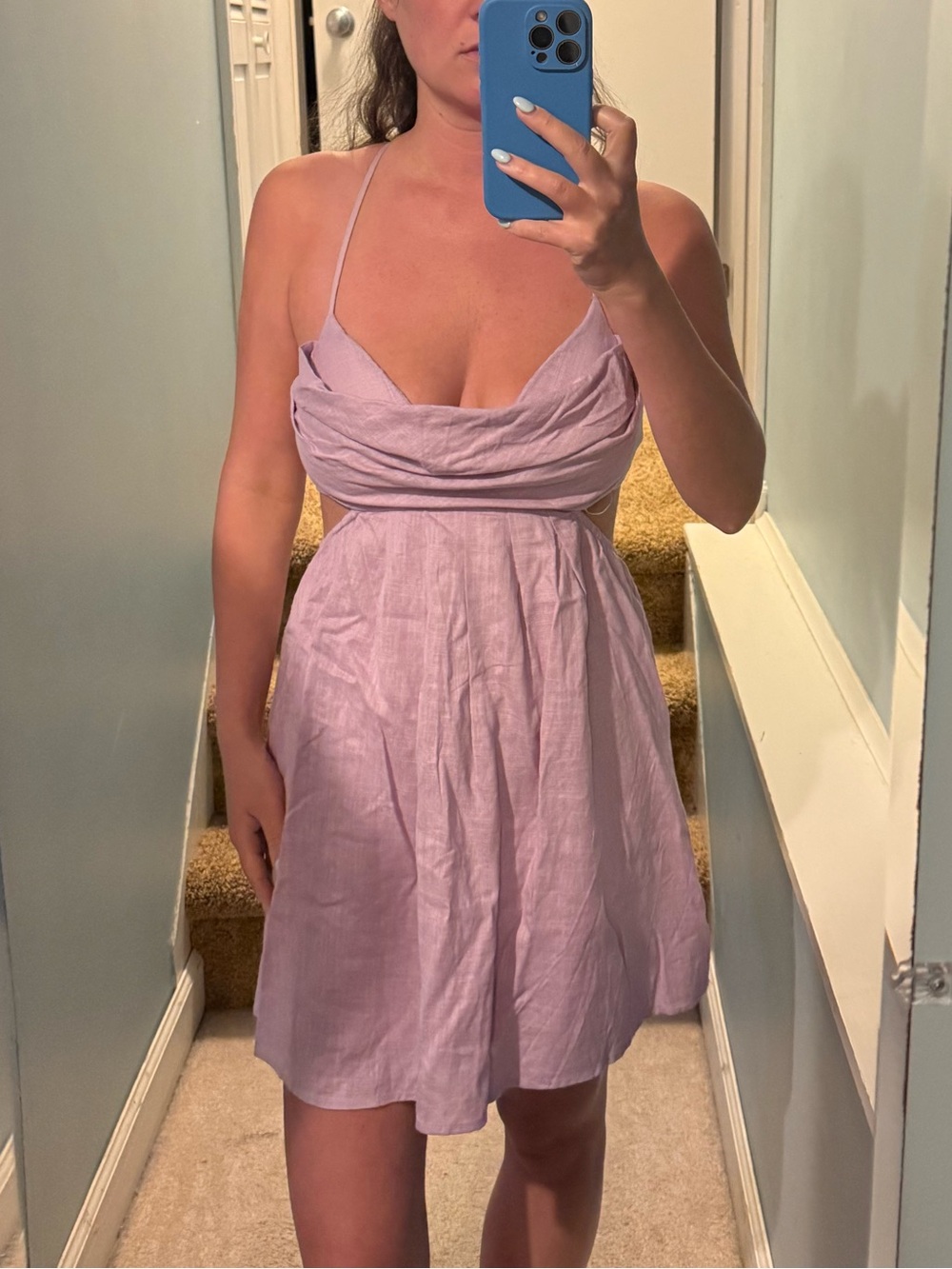 Hello Molly Lilac Spaghetti-Strap Mini Dress